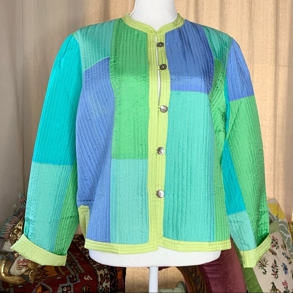 Color Block Silk Jacket